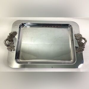 Towle Silversmith Vintage 20” Rectangular Tray Chromplated Decorative Handles